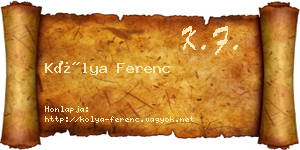 Kólya Ferenc névjegykártya