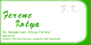 ferenc kolya business card